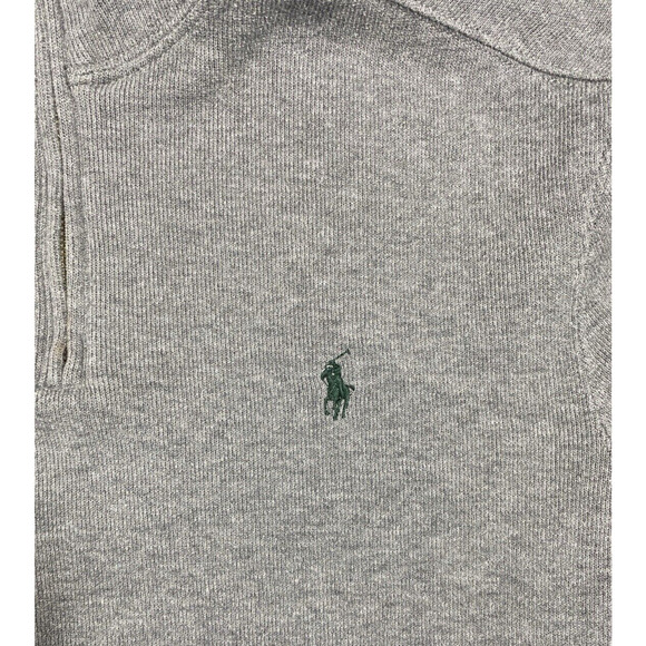 Polo Ralph Lauren Shirt Mens Large Grey Mock Neck 1/4 Zip Vintage Preppy - Picture 6 of 11